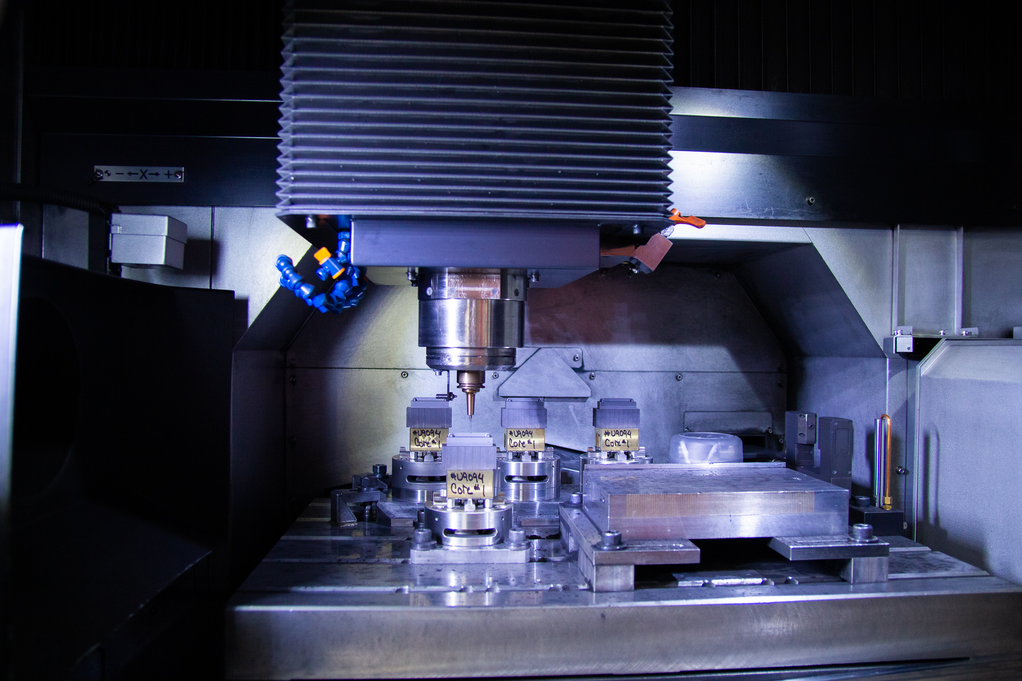 High-speed CNC mill cutting carbon on macros